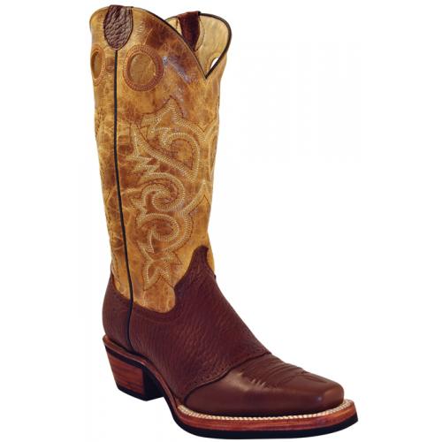 Ferrini Ladies 82871-09 Chocolate / Saddle Genuine Cowhide Bison Boots